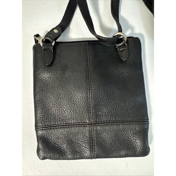 Vintage Fossil Maddox Mini Crossbody Purse Bag Keyhole Messenger Black Leather - Picture 4 of 5